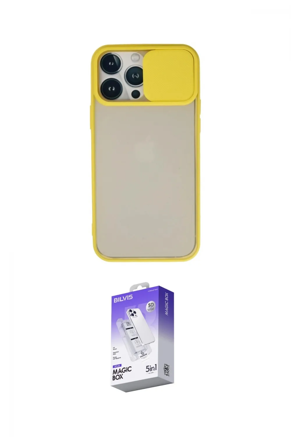 ieg™ iPhone 13 Pro Max Kılıf Vadi Çizgi - Siyah Bilvis 5in1 3D Magic Cam Ekran Koruyucu