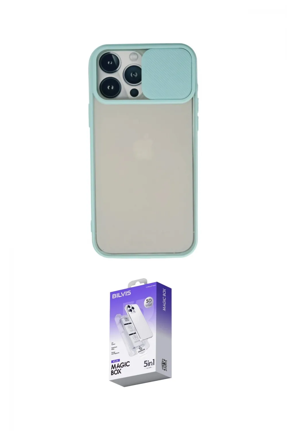 ieg™ iPhone 13 Pro Max Kılıf Vadi Çizgi - Siyah Bilvis 5in1 3D Magic Cam Ekran Koruyucu