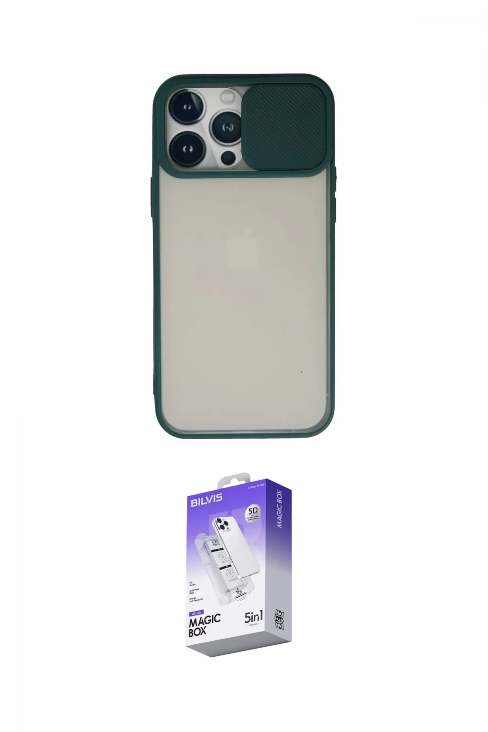ieg™ iPhone 13 Pro Max Kılıf Vadi Çizgi - Siyah Bilvis 5in1 3D Magic Cam Ekran Koruyucu