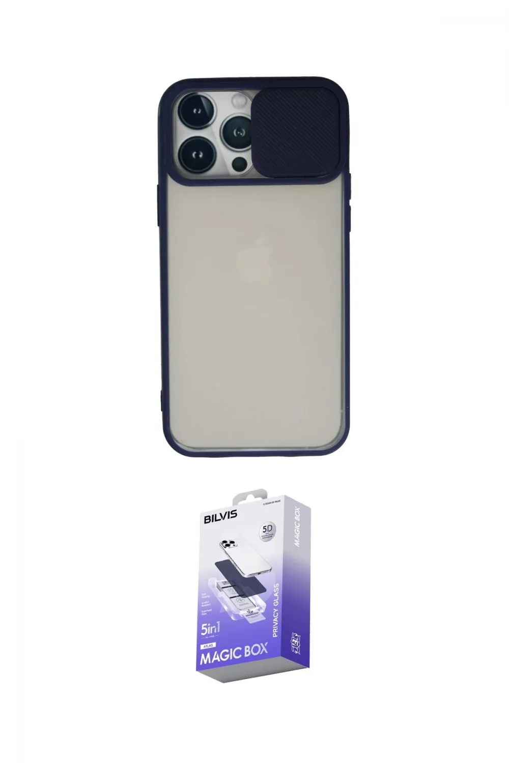 ieg™ iPhone 13 Pro Max Kılıf Vadi Çizgi - Siyah Bilvis 5in1 5D Magic Hayalet Cam Ekran Koruyucu