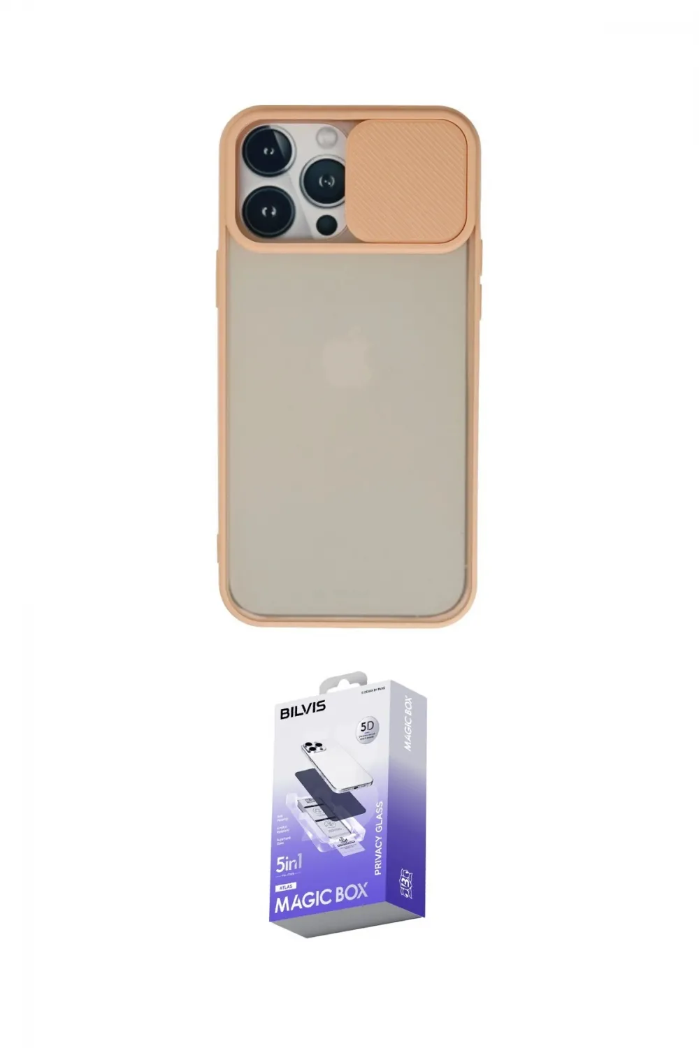 ieg™ iPhone 13 Pro Max Kılıf Vadi Çizgi - Siyah Bilvis 5in1 5D Magic Hayalet Cam Ekran Koruyucu