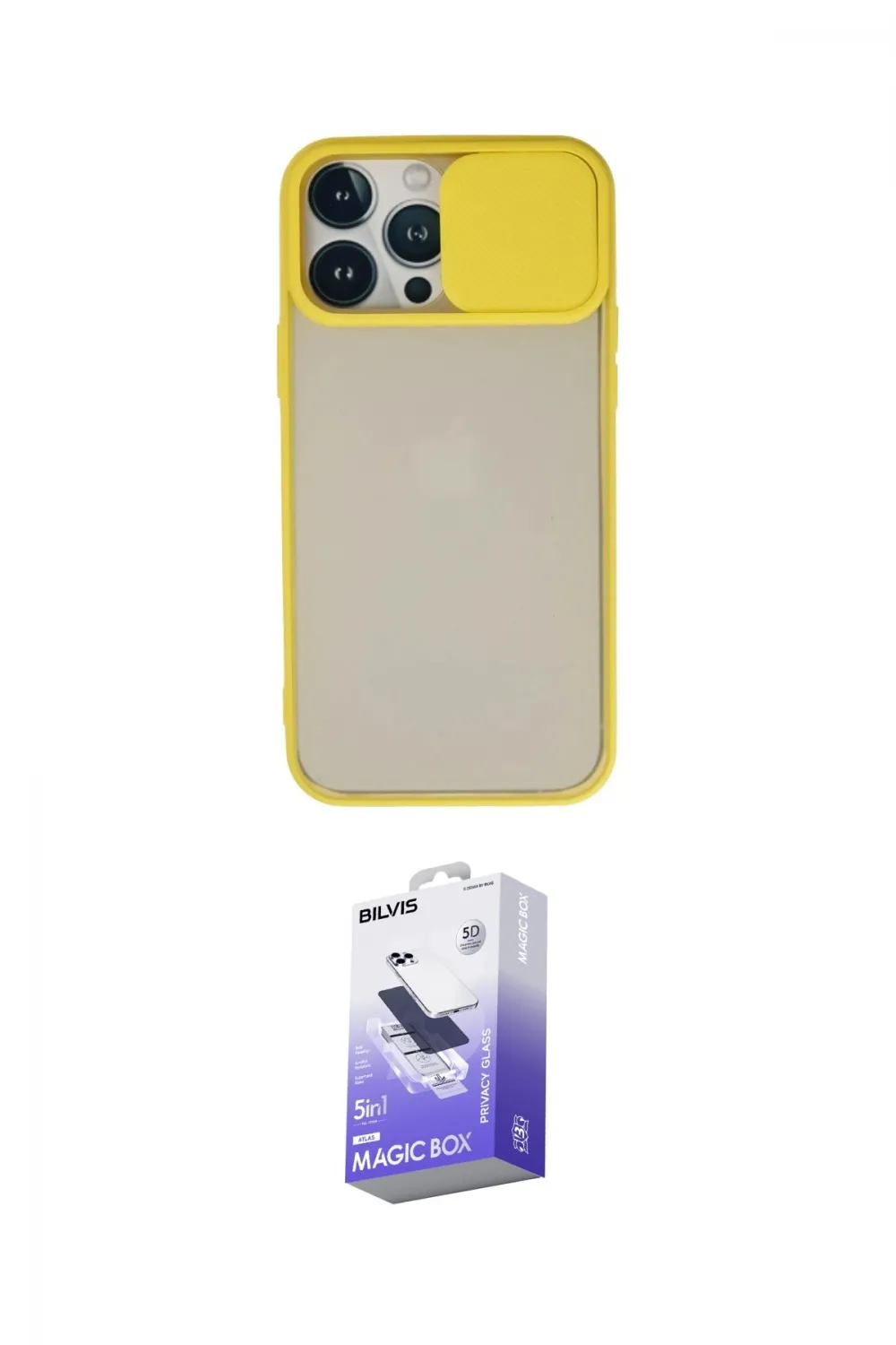 ieg™ iPhone 13 Pro Max Kılıf Vadi Çizgi - Siyah Bilvis 5in1 5D Magic Hayalet Cam Ekran Koruyucu