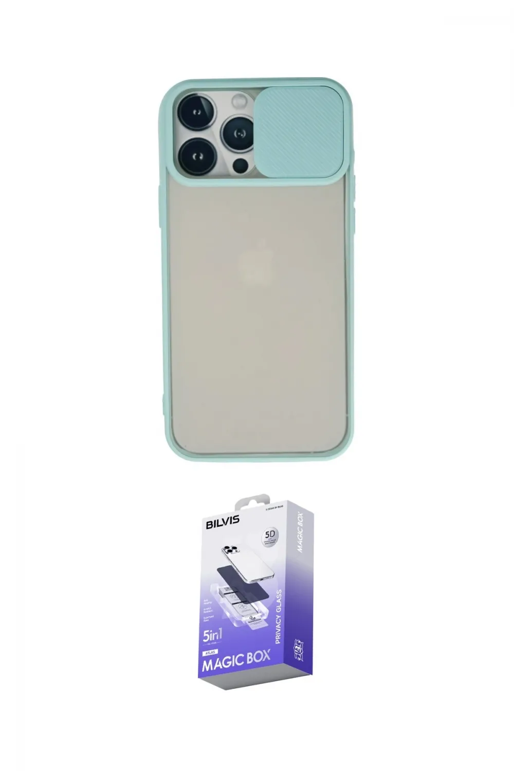 ieg™ iPhone 13 Pro Max Kılıf Vadi Çizgi - Siyah Bilvis 5in1 5D Magic Hayalet Cam Ekran Koruyucu