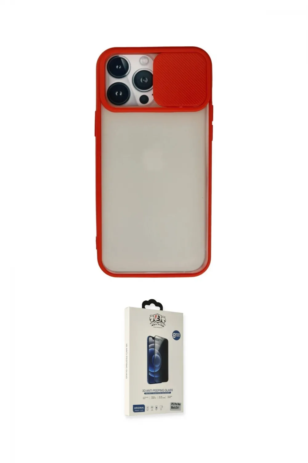 ieg™ iPhone 13 Pro Max Kılıf Vadi Çizgi - Siyah Bilvis Hayalet Cam Ekran Koruyucu