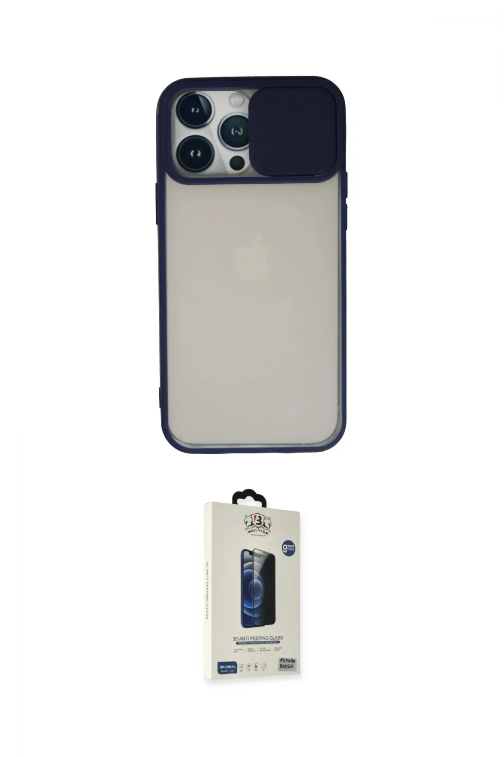 ieg™ iPhone 13 Pro Max Kılıf Vadi Çizgi - Siyah Bilvis Hayalet Cam Ekran Koruyucu