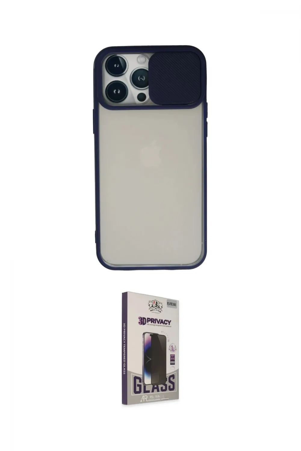 ieg™ iPhone 13 Pro Max Kılıf Vadi Çizgi - Siyah Bilvis Hayalet Cam Ekran Koruyucu