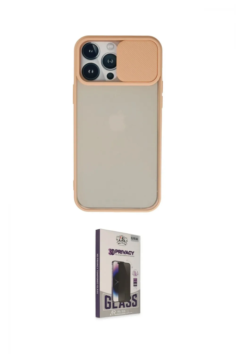 ieg™ iPhone 13 Pro Max Kılıf Vadi Çizgi - Siyah Bilvis Hayalet Cam Ekran Koruyucu