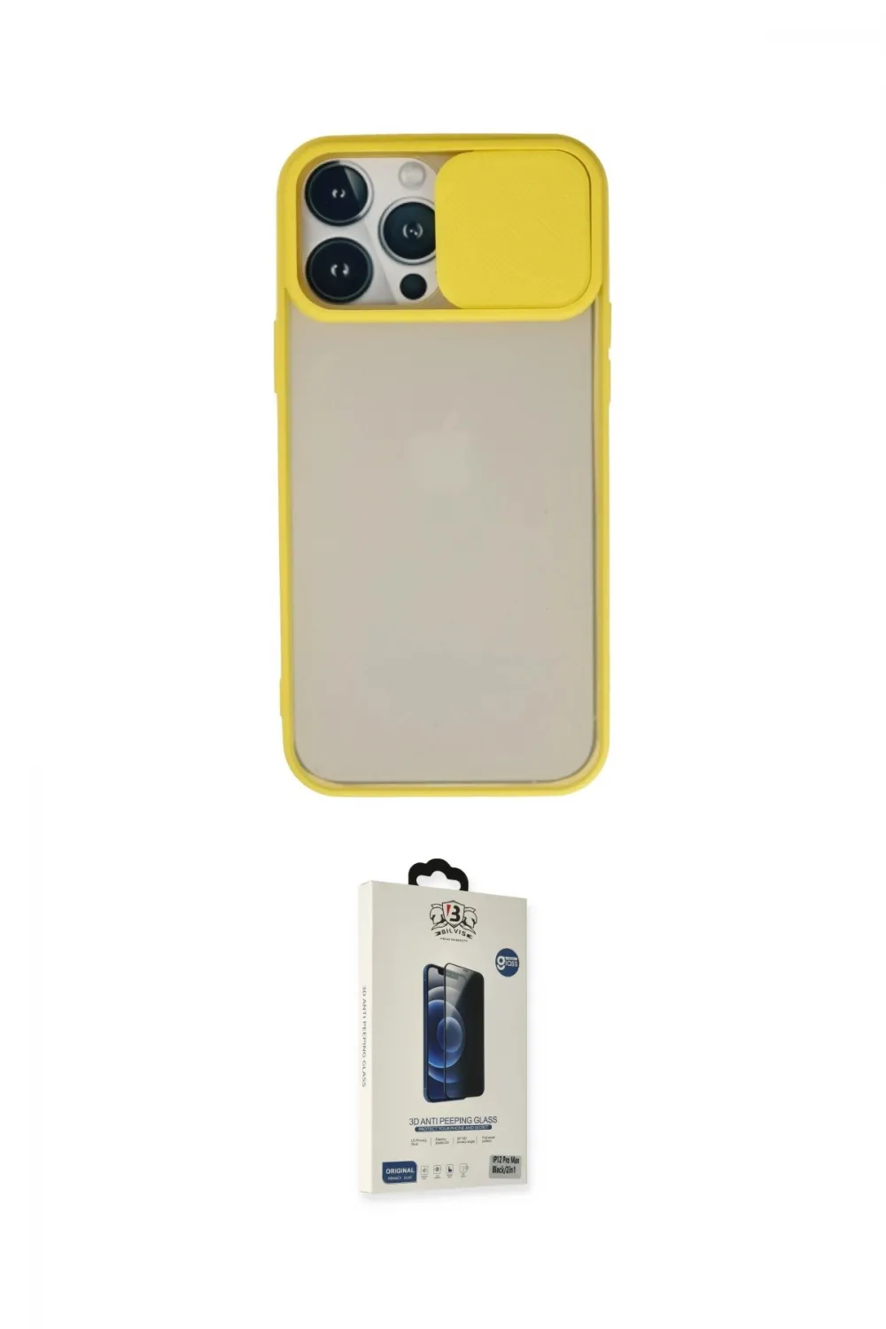 ieg™ iPhone 13 Pro Max Kılıf Vadi Çizgi - Siyah Bilvis Hayalet Cam Ekran Koruyucu