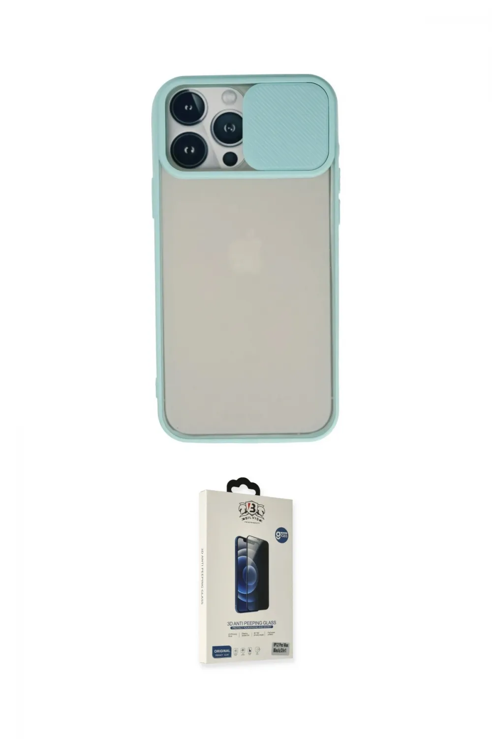 ieg™ iPhone 13 Pro Max Kılıf Vadi Çizgi - Siyah Bilvis Hayalet Cam Ekran Koruyucu