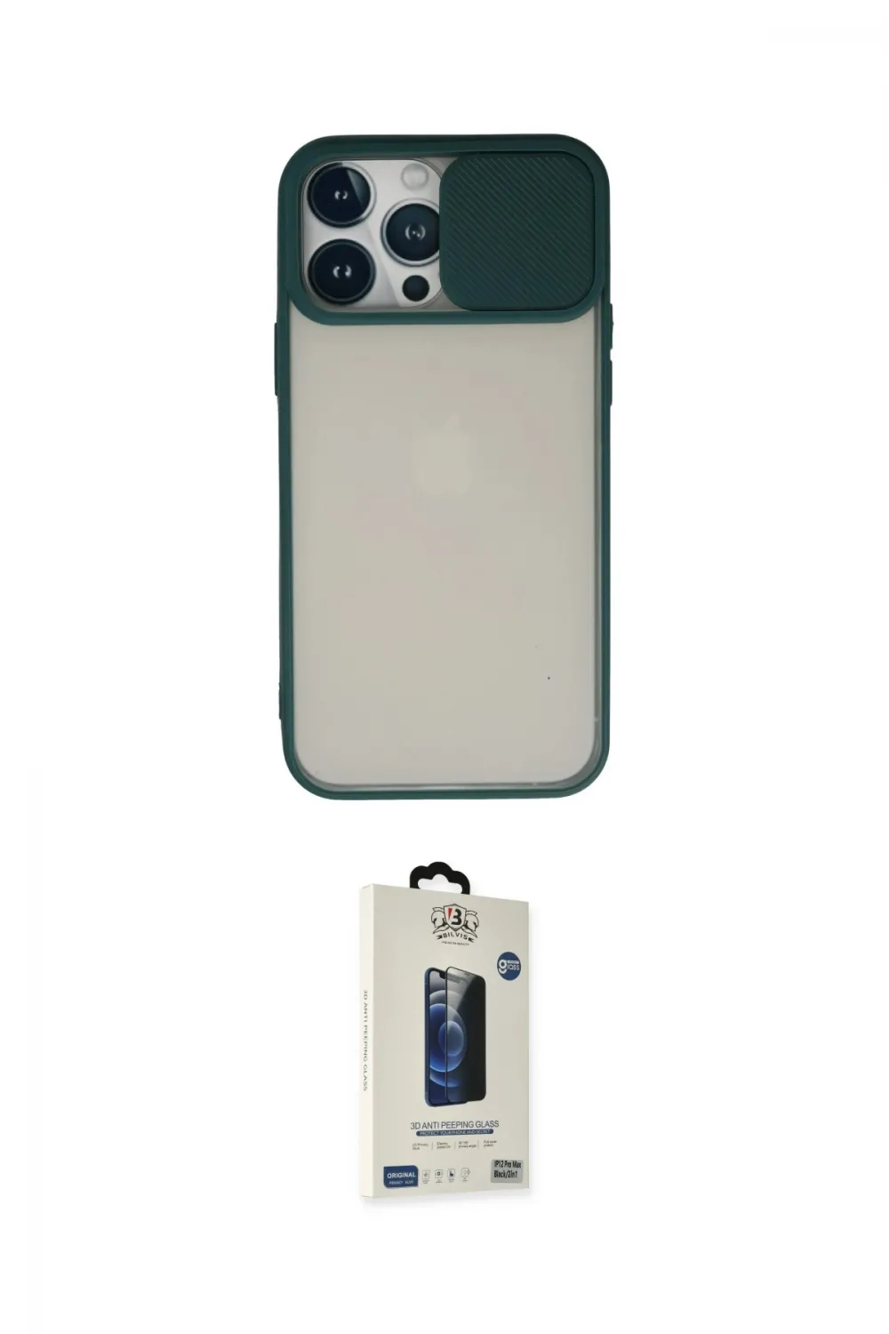 ieg™ iPhone 13 Pro Max Kılıf Vadi Çizgi - Siyah Bilvis Hayalet Cam Ekran Koruyucu