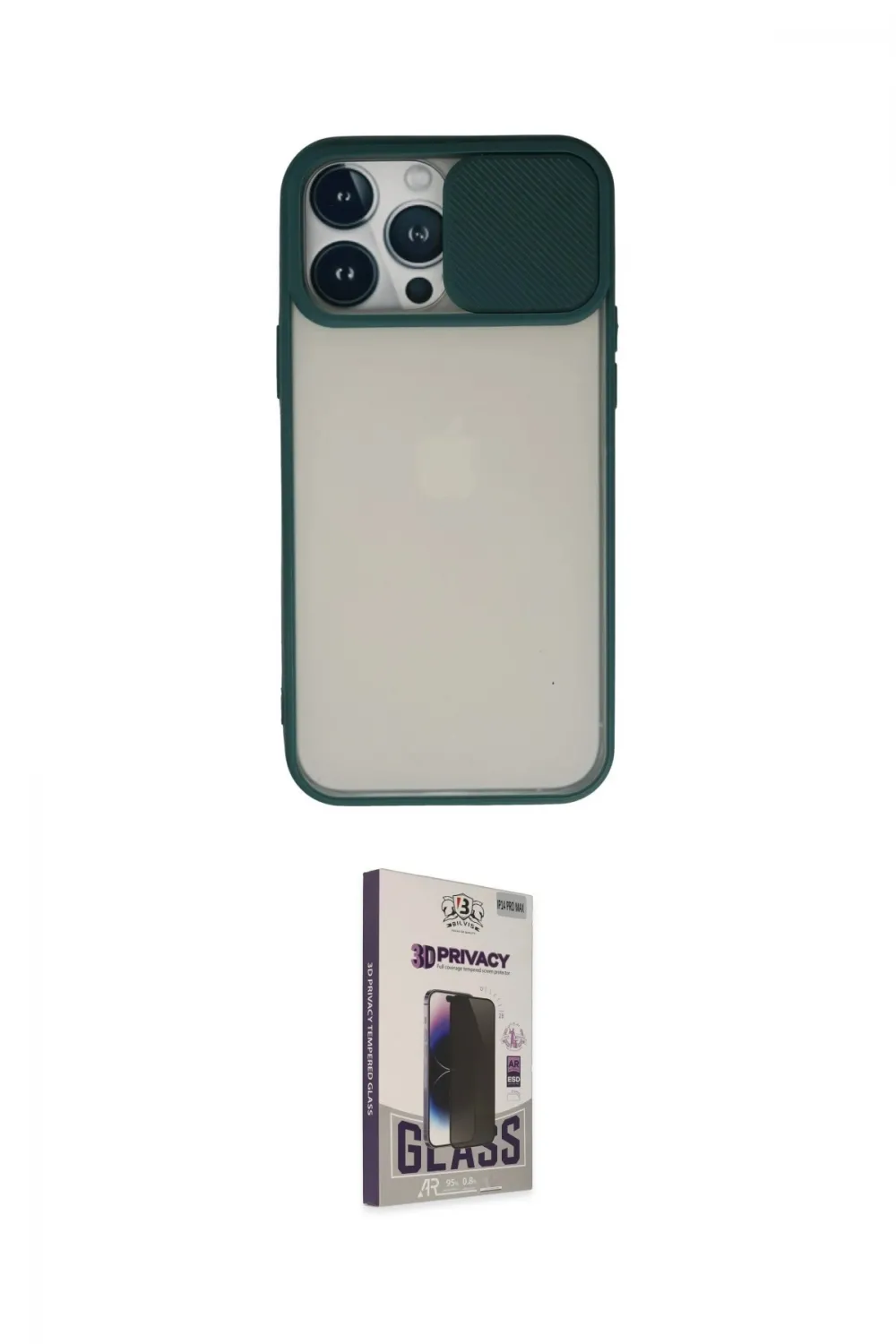 ieg™ iPhone 13 Pro Max Kılıf Vadi Çizgi - Siyah Bilvis Hayalet Cam Ekran Koruyucu