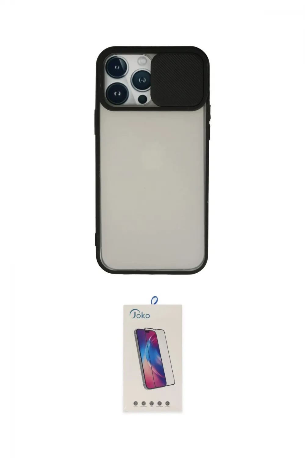 ieg™ iPhone 13 Pro Max Kılıf Vadi Çizgi - Siyah Joko 5D Cam