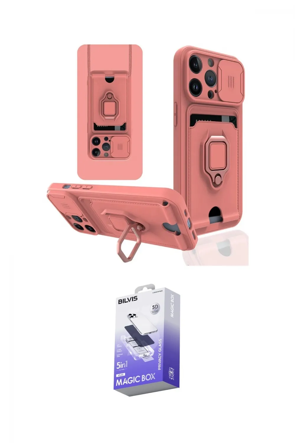 ieg™ iPhone 13 Pro Max Kılıf Vadi Form Prime - Siyah Bilvis 5in1 5D Magic Hayalet Cam Ekran Koruyucu