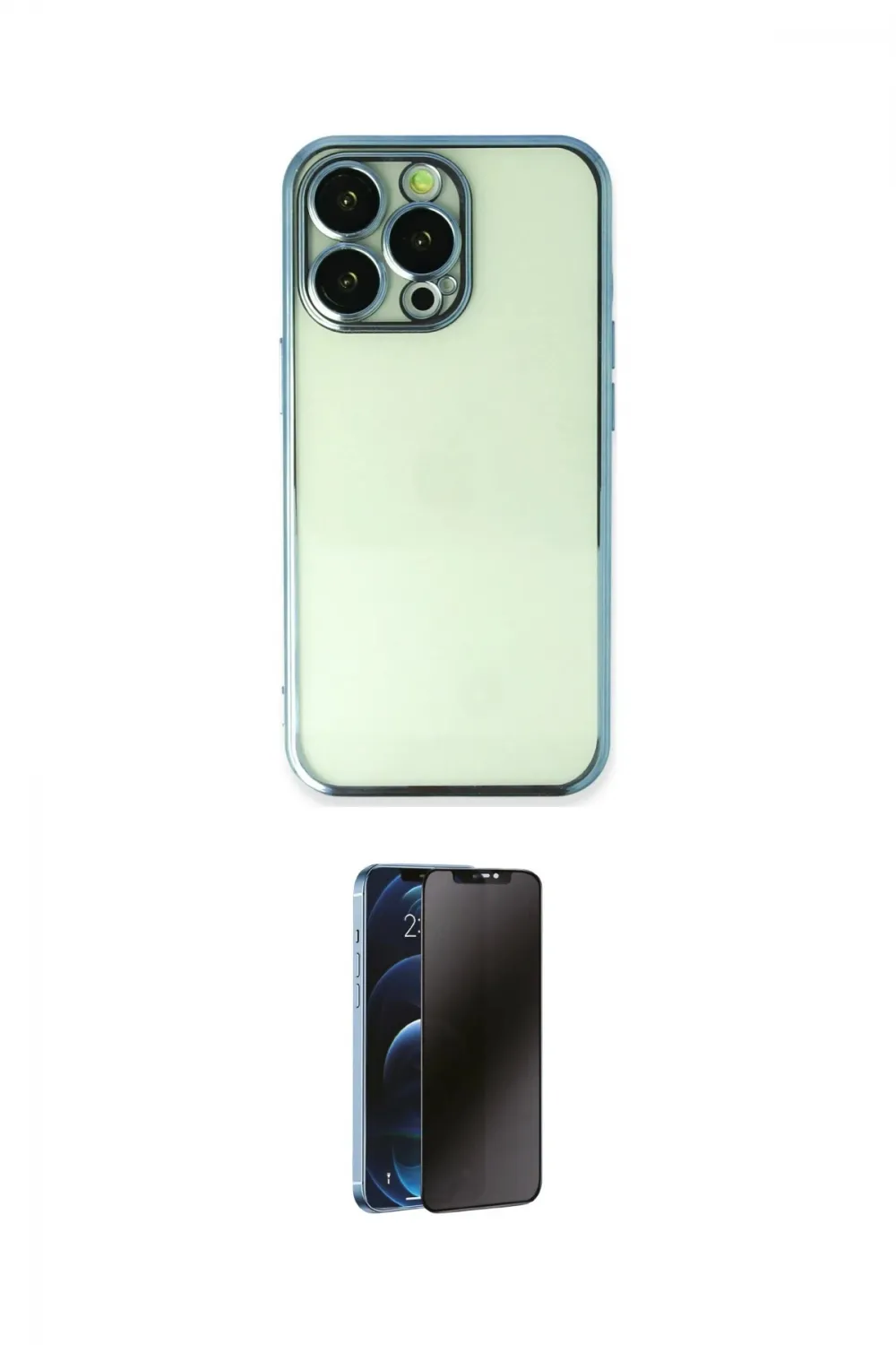 ieg™ iPhone 13 Pro Max Kılıf Vadi Minimal - Siyah 3D Antistatik Hayalet Cam Ekran Koruyucu