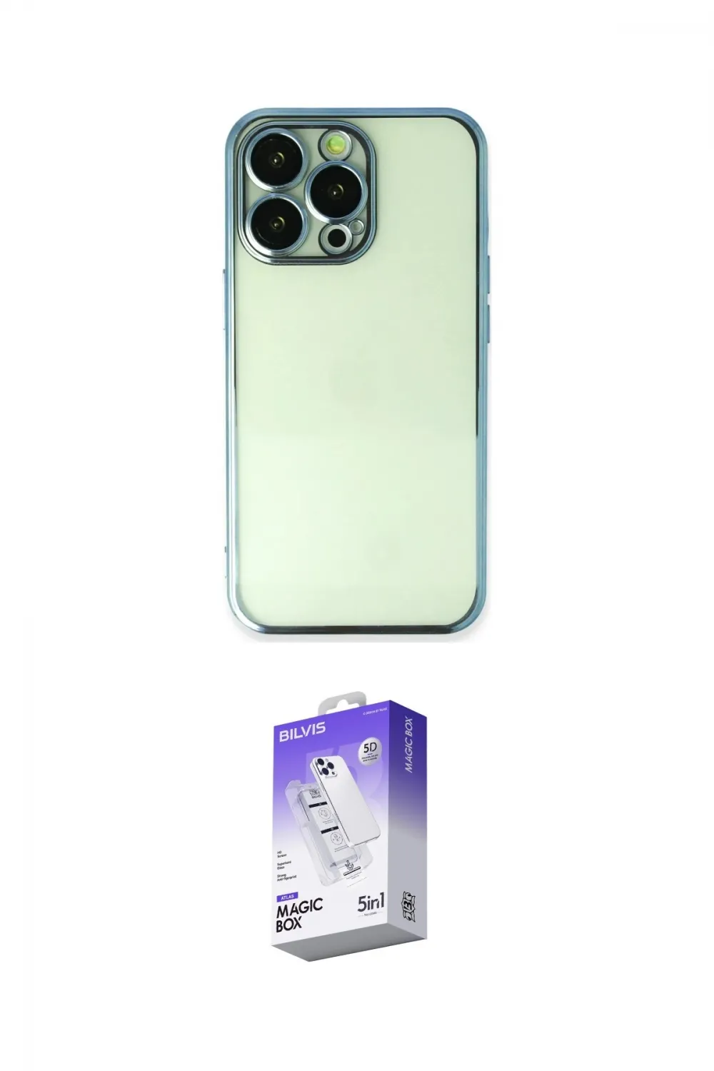 ieg™ iPhone 13 Pro Max Kılıf Vadi Minimal - Siyah Bilvis 5in1 3D Magic Cam Ekran Koruyucu