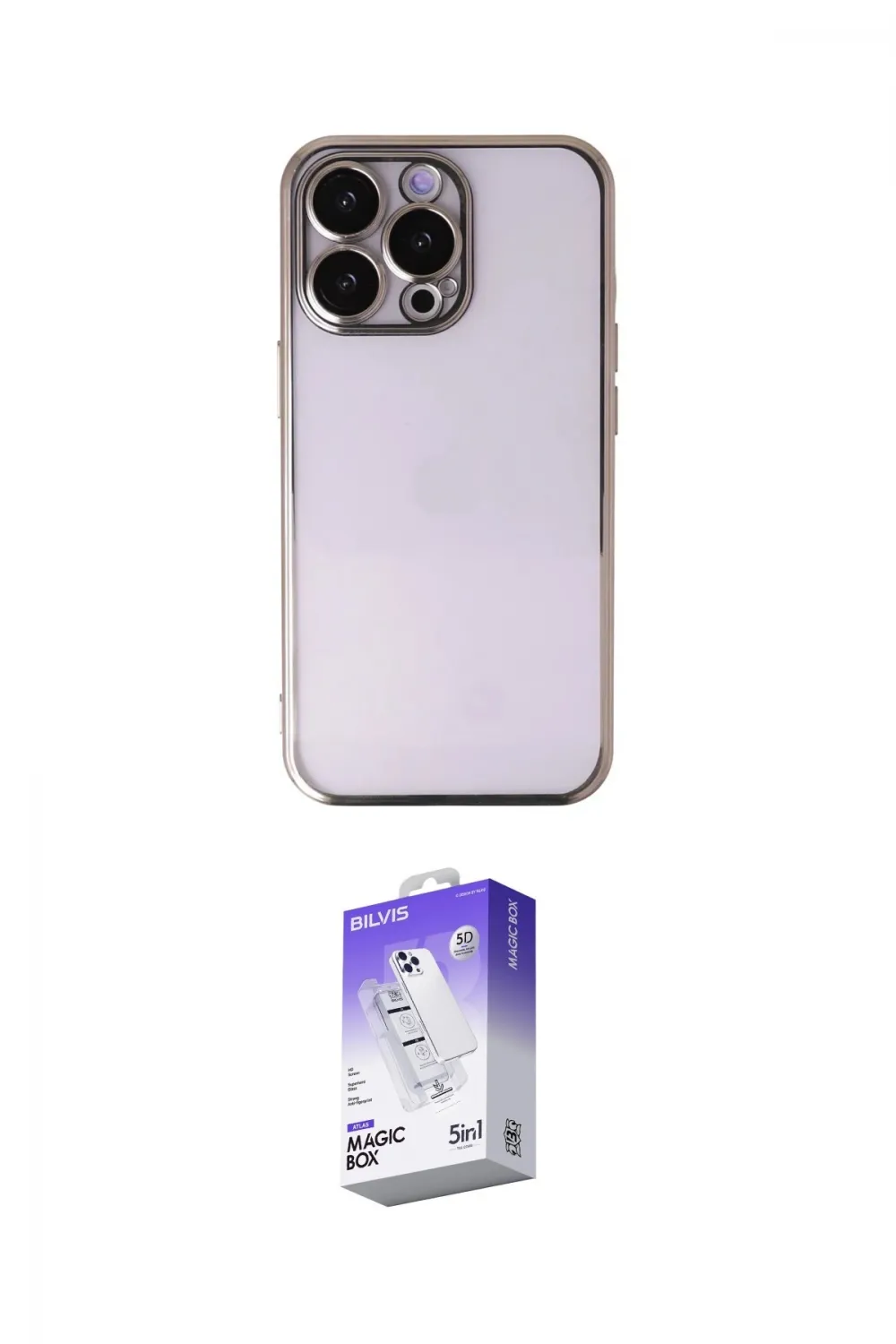 ieg™ iPhone 13 Pro Max Kılıf Vadi Minimal - Siyah Bilvis 5in1 3D Magic Cam Ekran Koruyucu