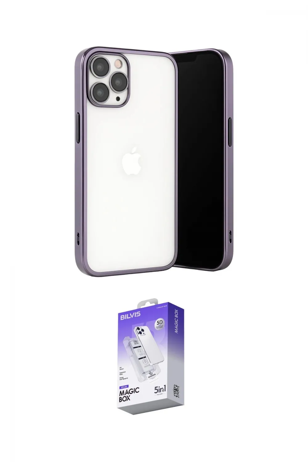 ieg™ iPhone 13 Pro Max Kılıf Vadi Minimal - Siyah Bilvis 5in1 3D Magic Cam Ekran Koruyucu