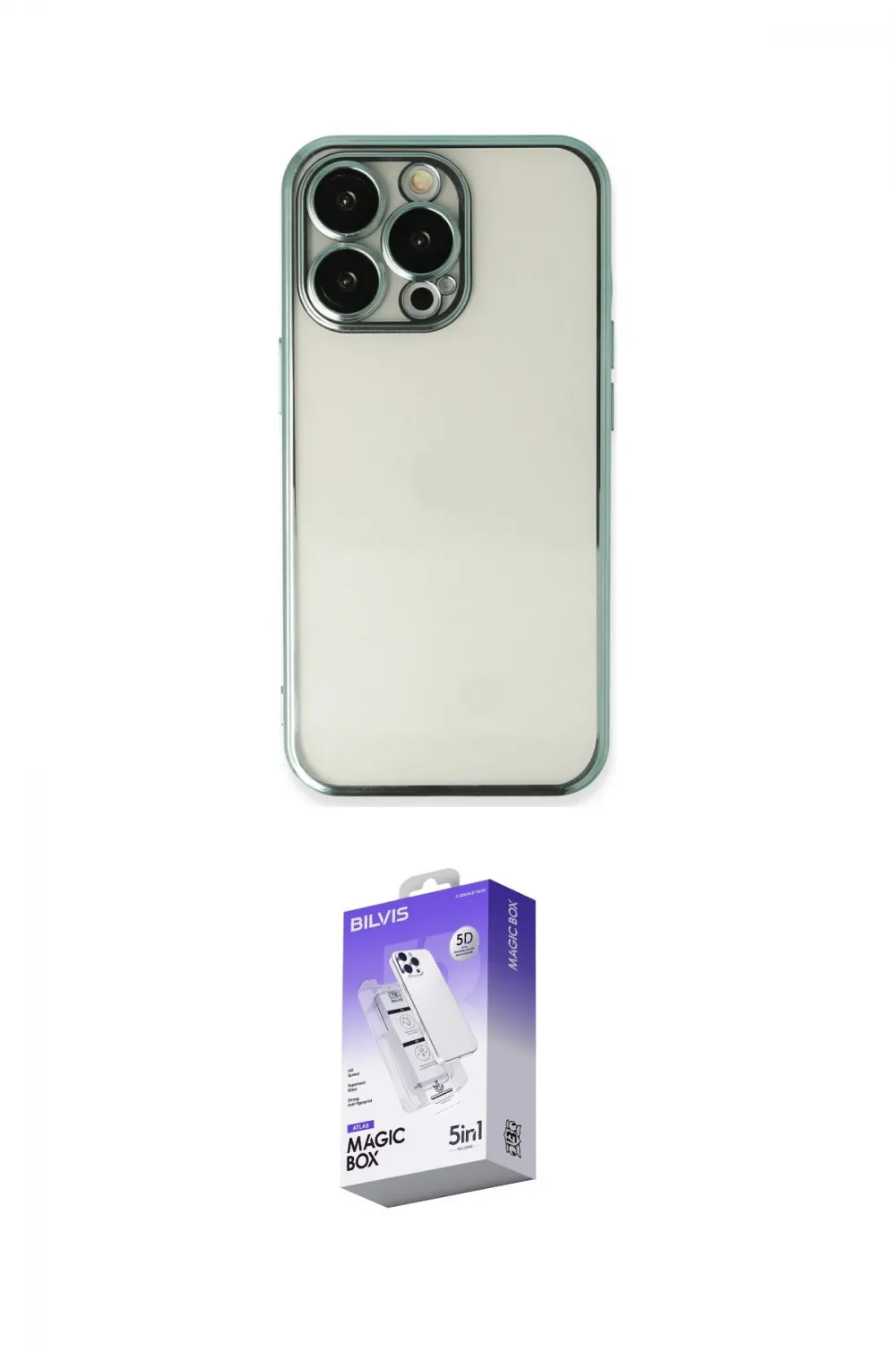 ieg™ iPhone 13 Pro Max Kılıf Vadi Minimal - Siyah Bilvis 5in1 3D Magic Cam Ekran Koruyucu