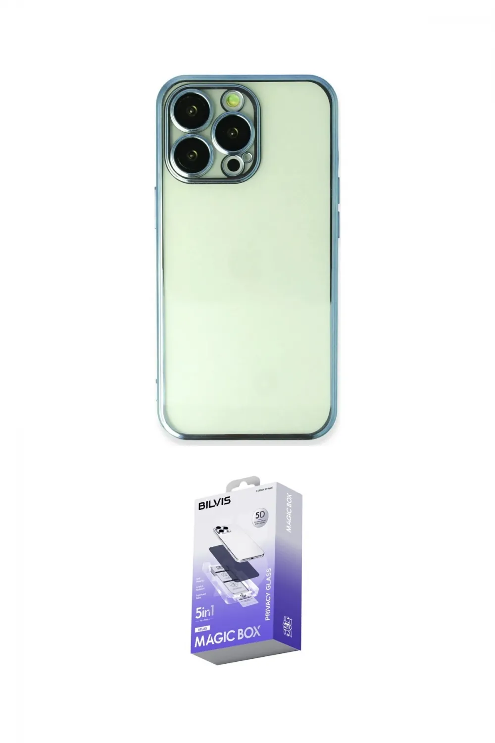 ieg™ iPhone 13 Pro Max Kılıf Vadi Minimal - Siyah Bilvis 5in1 5D Magic Hayalet Cam Ekran Koruyucu