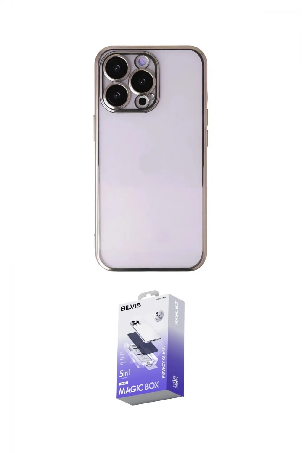 ieg™ iPhone 13 Pro Max Kılıf Vadi Minimal - Siyah Bilvis 5in1 5D Magic Hayalet Cam Ekran Koruyucu
