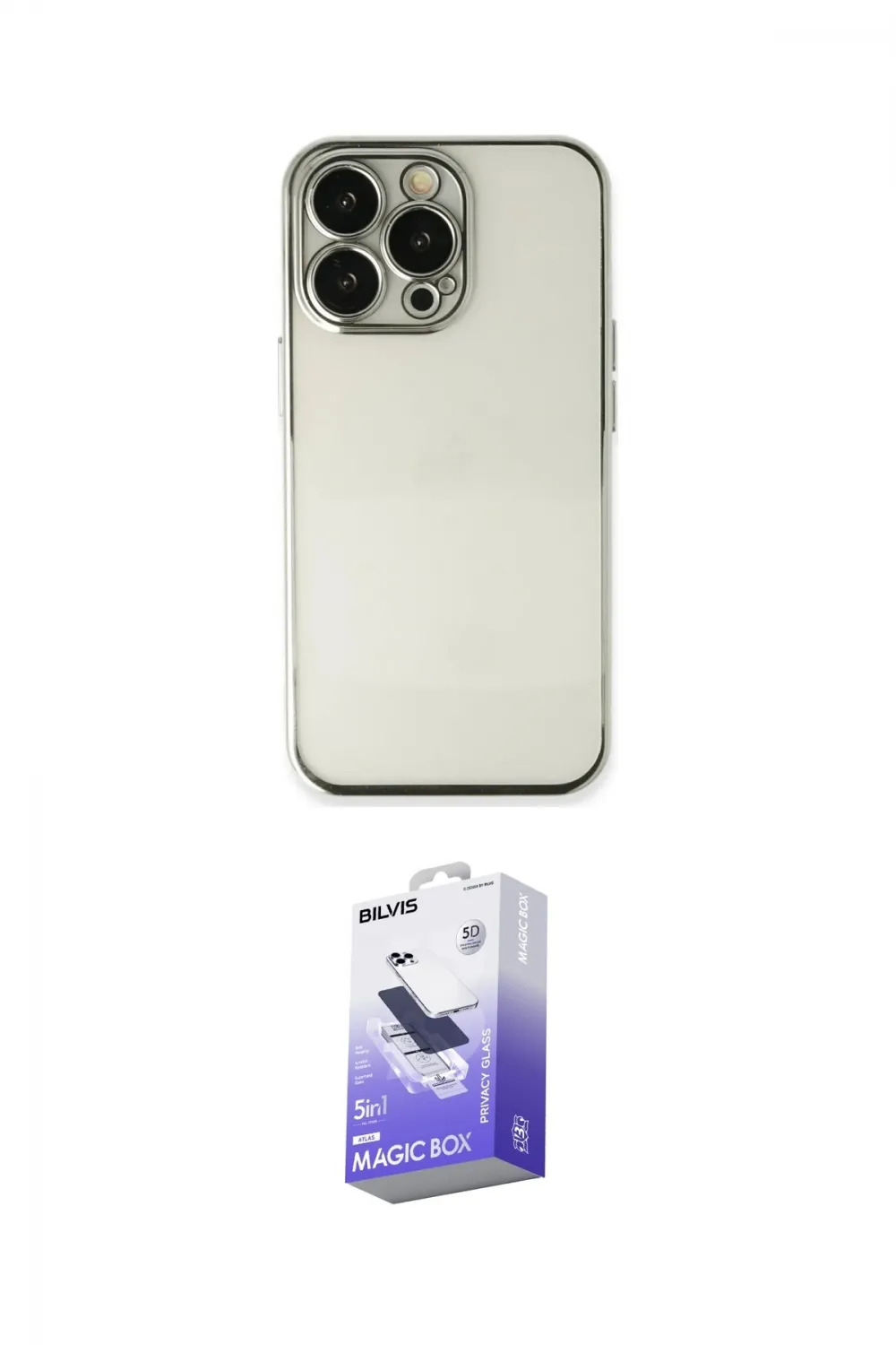ieg™ iPhone 13 Pro Max Kılıf Vadi Minimal - Siyah Bilvis 5in1 5D Magic Hayalet Cam Ekran Koruyucu