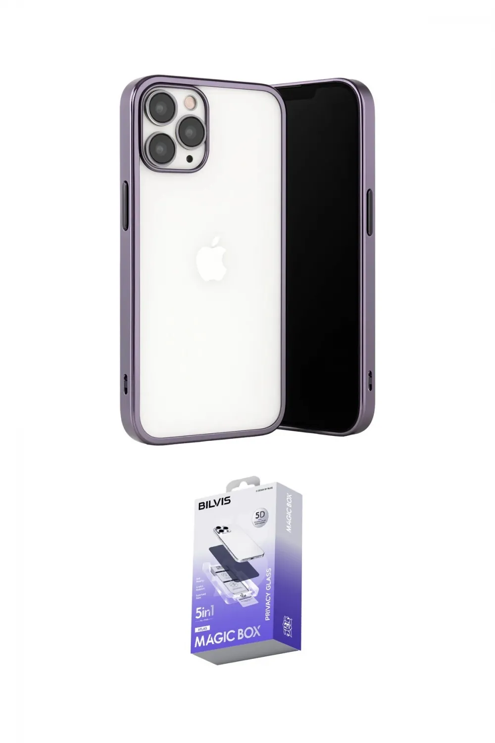 ieg™ iPhone 13 Pro Max Kılıf Vadi Minimal - Siyah Bilvis 5in1 5D Magic Hayalet Cam Ekran Koruyucu