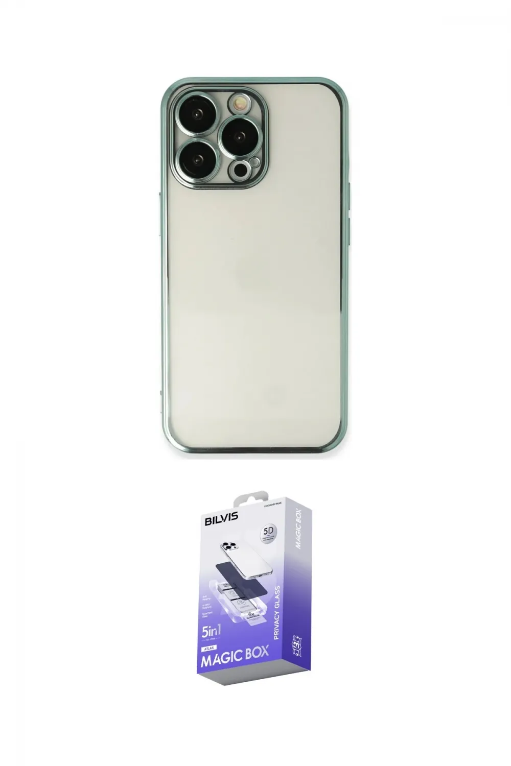 ieg™ iPhone 13 Pro Max Kılıf Vadi Minimal - Siyah Bilvis 5in1 5D Magic Hayalet Cam Ekran Koruyucu