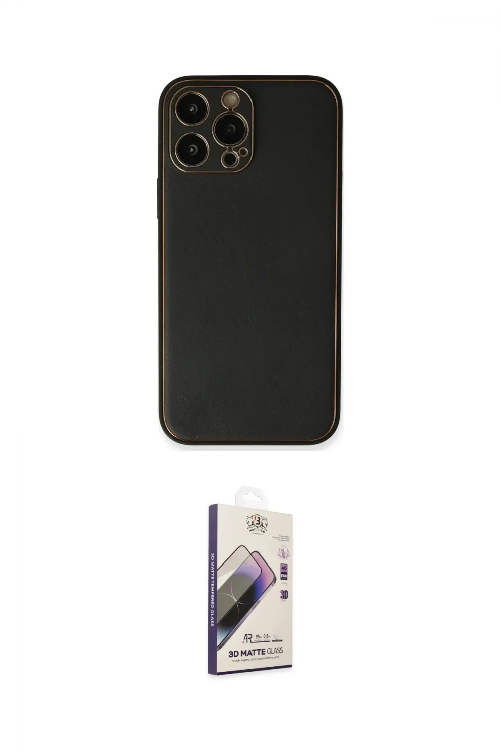 ieg™ iPhone 13 Pro Max Kılıf Yadigar Klasik - Siyah Bilvis 3D Mat Cam Ekran Koruyucu