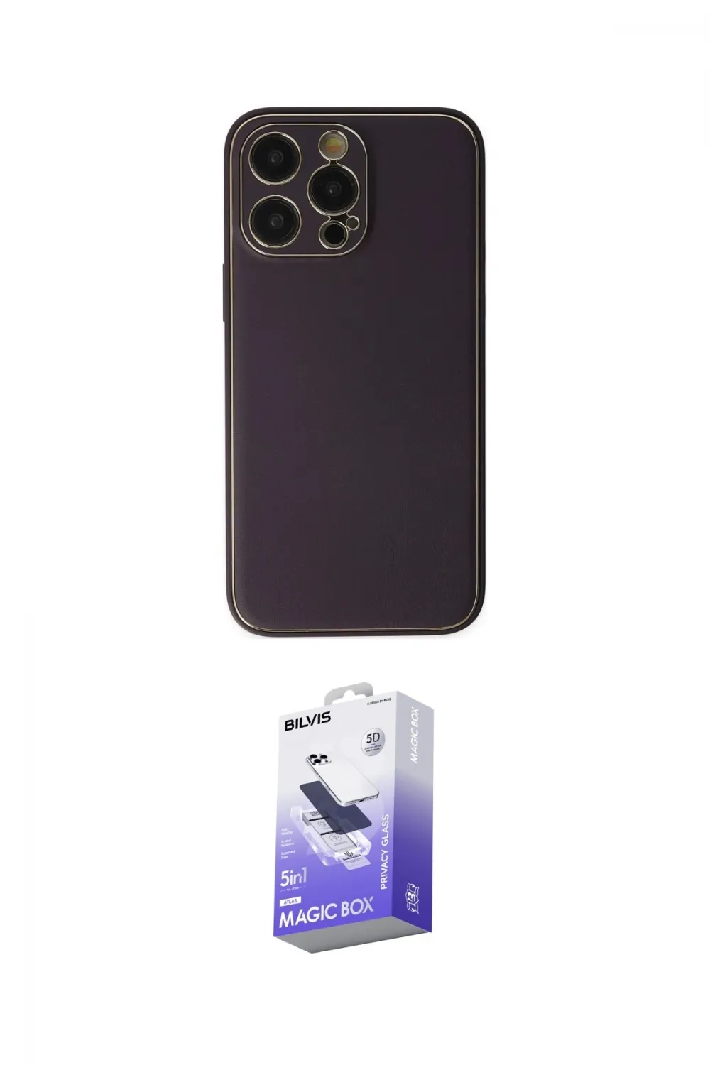 ieg™ iPhone 13 Pro Max Kılıf Yadigar Klasik - Siyah Bilvis 5in1 5D Magic Hayalet Cam Ekran Koruyucu