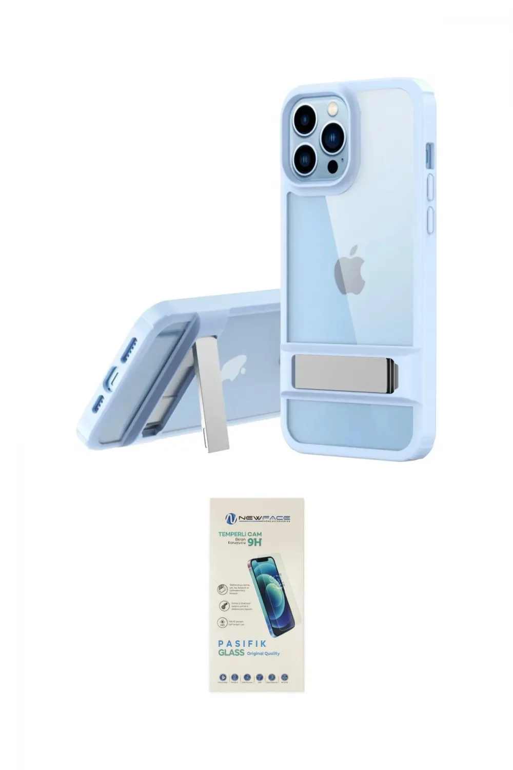 ieg™ iPhone 13 Pro Max Kılıf Yadigar Yansıma - Şeffaf Pasifik Cam Ekran Koruyucu