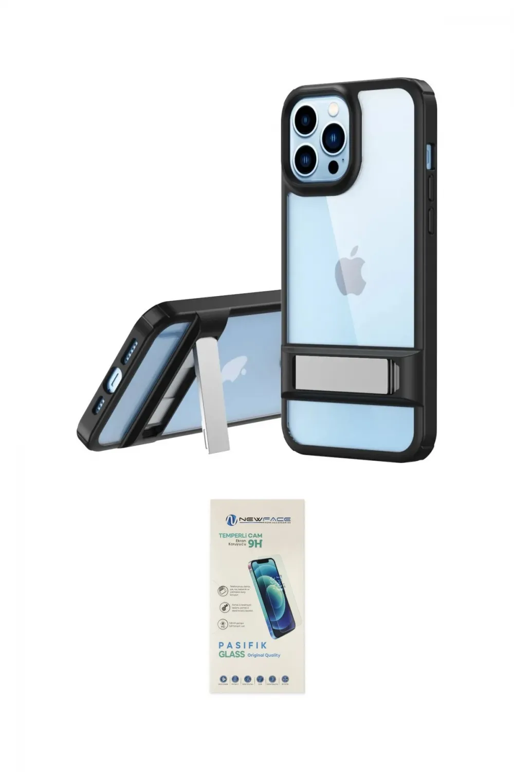 ieg™ iPhone 13 Pro Max Kılıf Yadigar Yansıma - Şeffaf Pasifik Cam Ekran Koruyucu