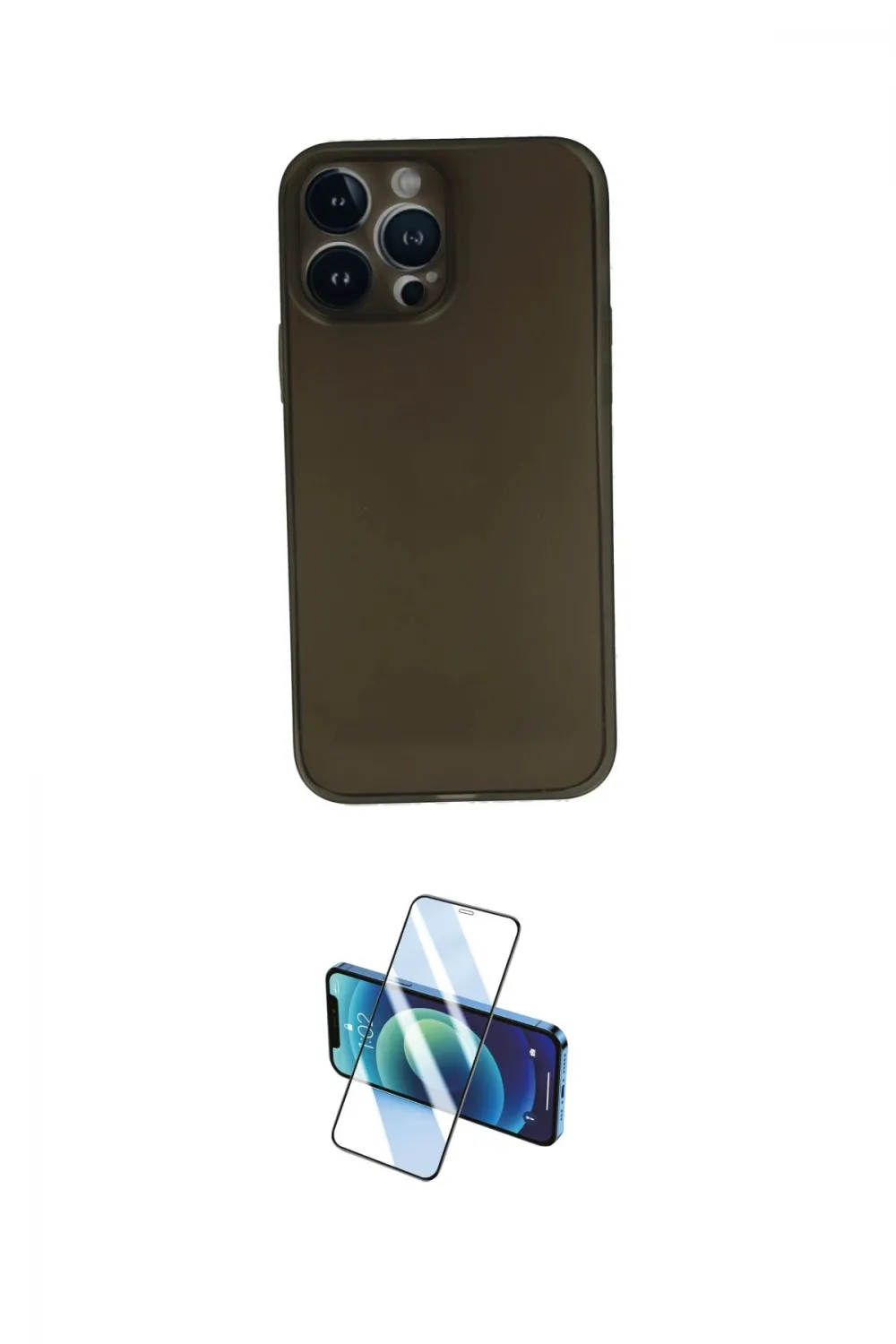 ieg™ iPhone 13 Pro Max Kılıf Yadigar Yansıma Serisi - Siyah 3D Antistatik Cam Ekran Koruyucu