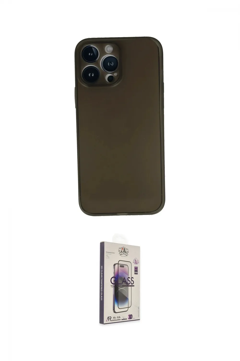 ieg™ iPhone 13 Pro Max Kılıf Yadigar Yansıma Serisi - Siyah Bilvis 3D Cam Ekran Koruyucu