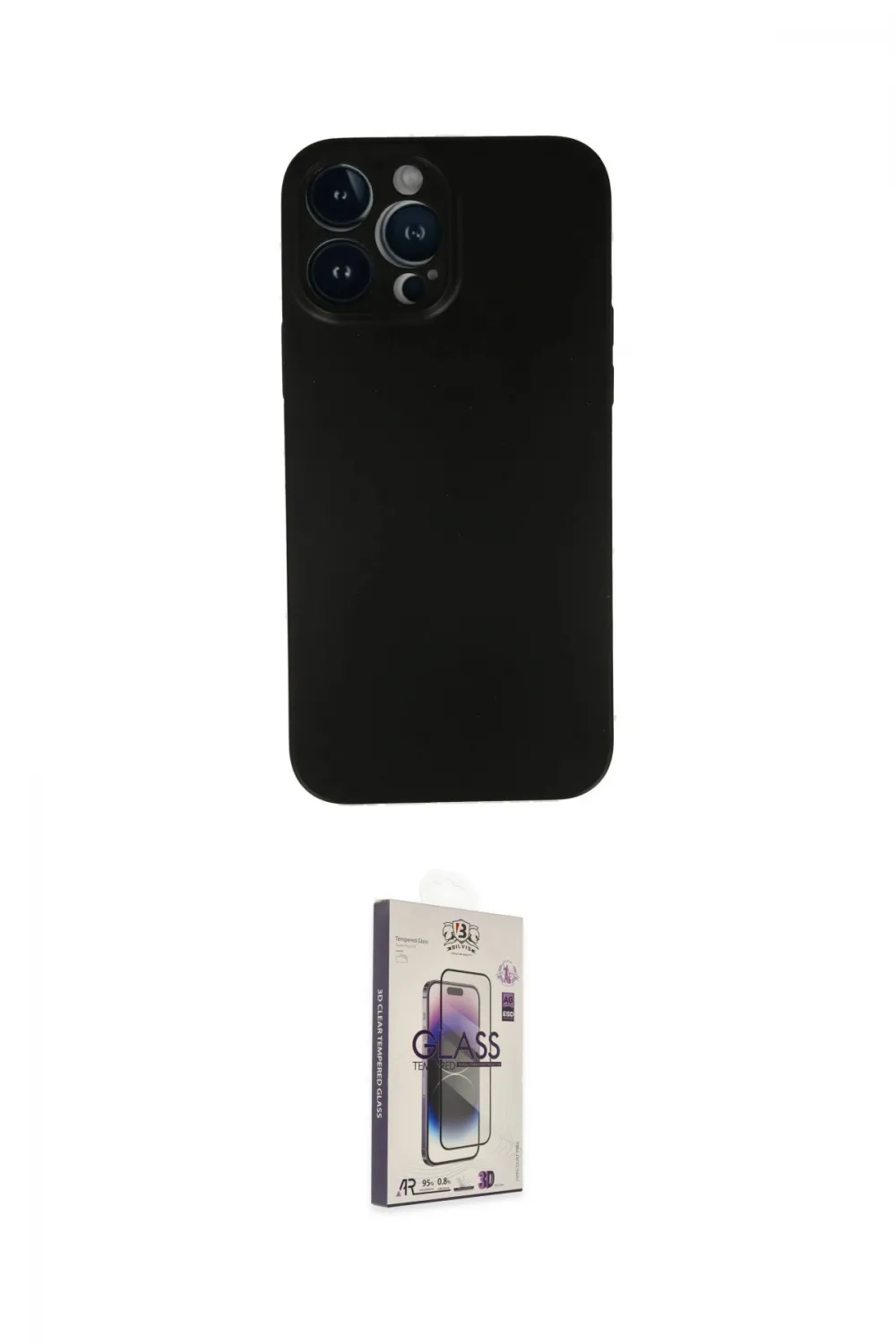 ieg™ iPhone 13 Pro Max Kılıf Yadigar Yansıma Serisi - Siyah Bilvis 3D Cam Ekran Koruyucu