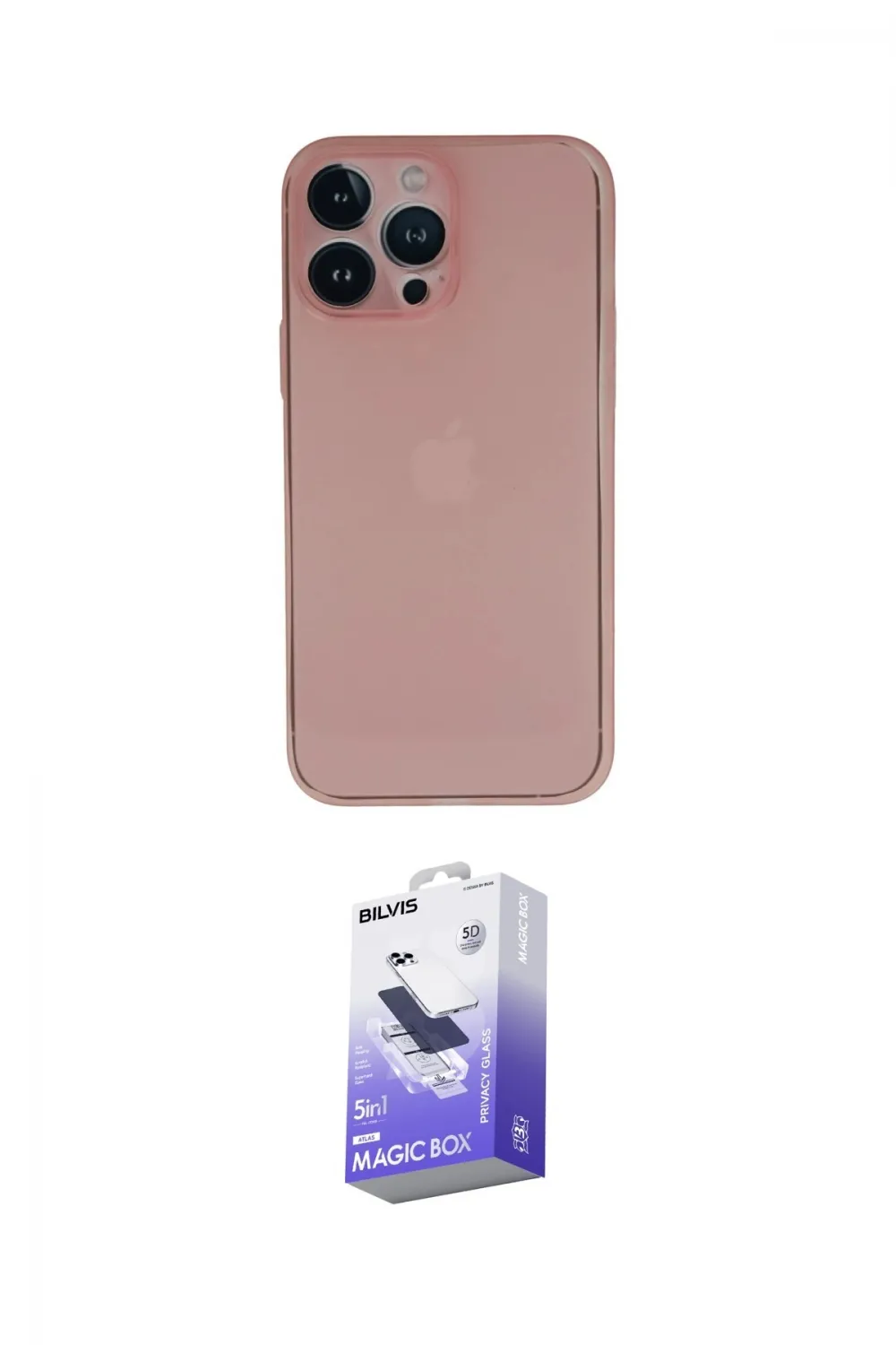 ieg™ iPhone 13 Pro Max Kılıf Yadigar Yansıma Serisi - Siyah Bilvis 5in1 5D Magic Hayalet Cam Ekran Koruyucu