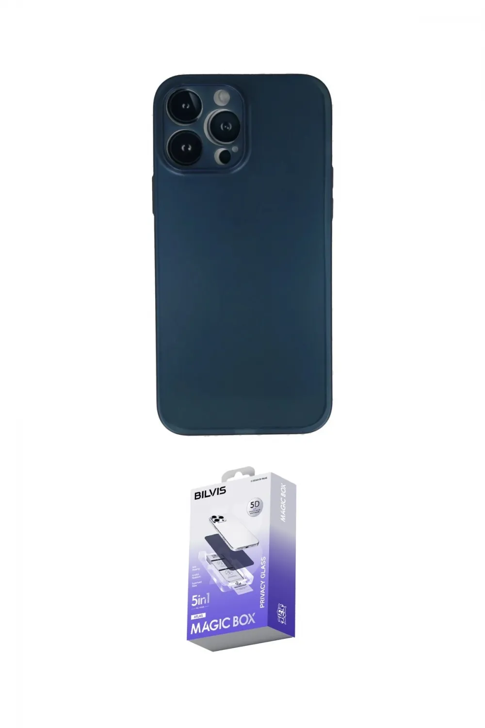 ieg™ iPhone 13 Pro Max Kılıf Yadigar Yansıma Serisi - Siyah Bilvis 5in1 5D Magic Hayalet Cam Ekran Koruyucu