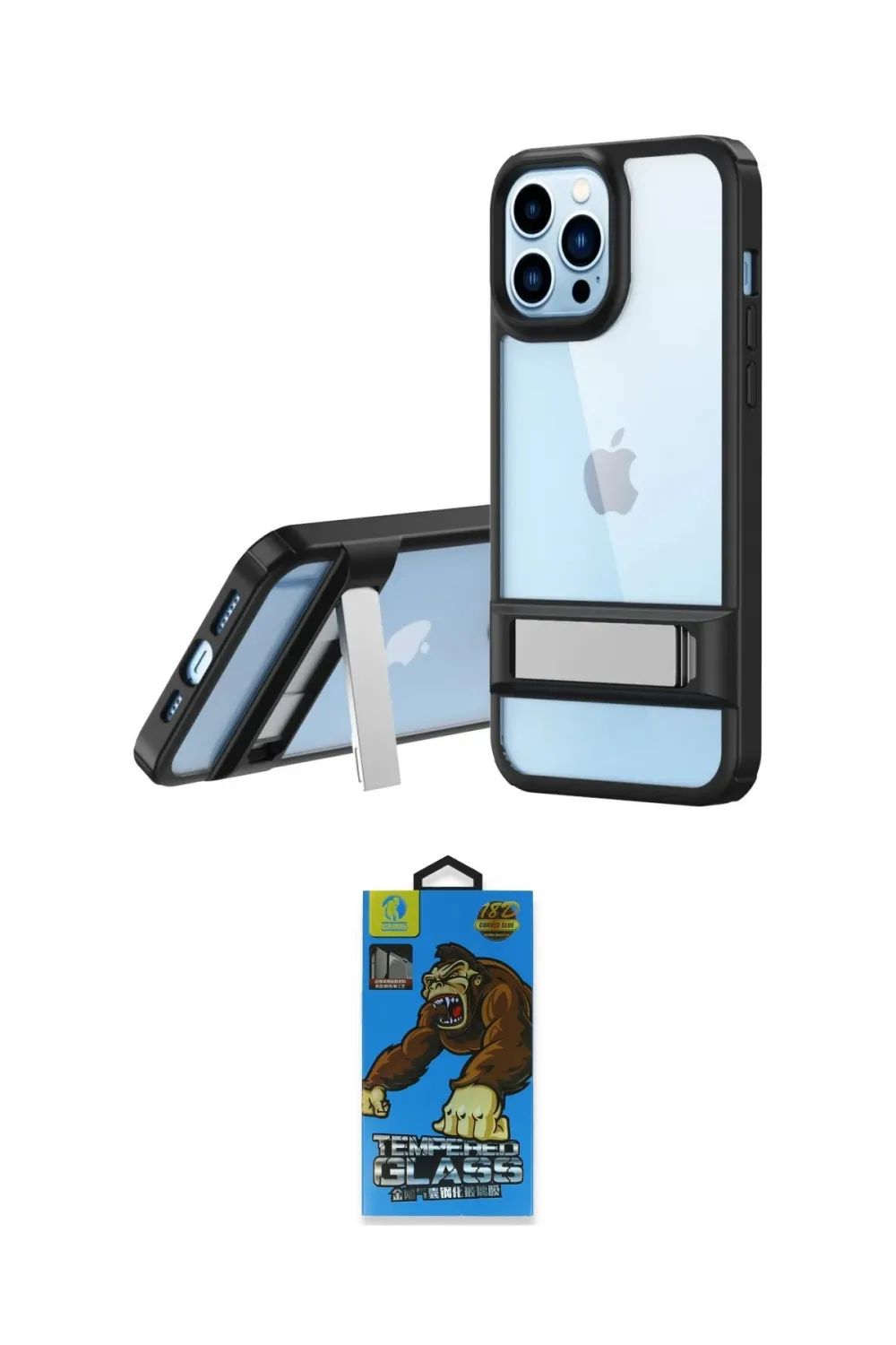 ieg™ iPhone 13 Pro Max Kılıf Yadigar Yansıma - Siyah 18D Cam Ekran Koruyucu