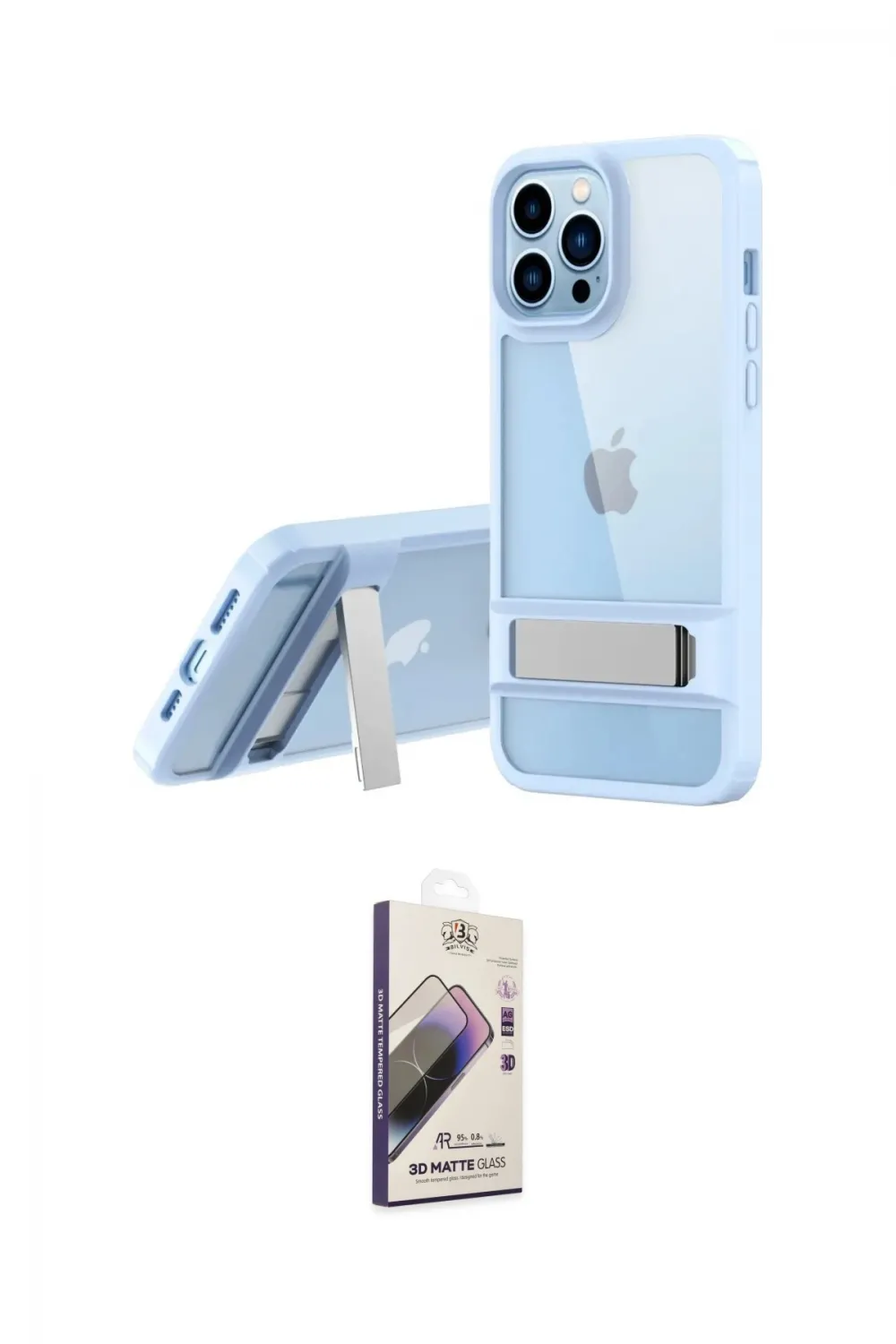 ieg™ iPhone 13 Pro Max Kılıf Yadigar Yansıma - Siyah Bilvis 3D Mat Cam Ekran Koruyucu