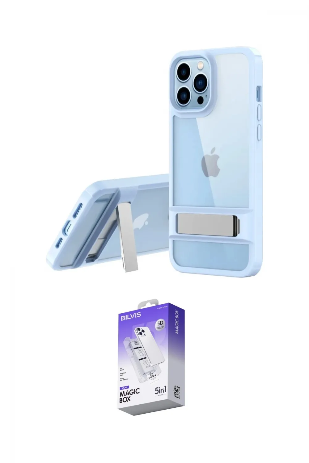 ieg™ iPhone 13 Pro Max Kılıf Yadigar Yansıma - Siyah Bilvis 5in1 3D Magic Cam Ekran Koruyucu