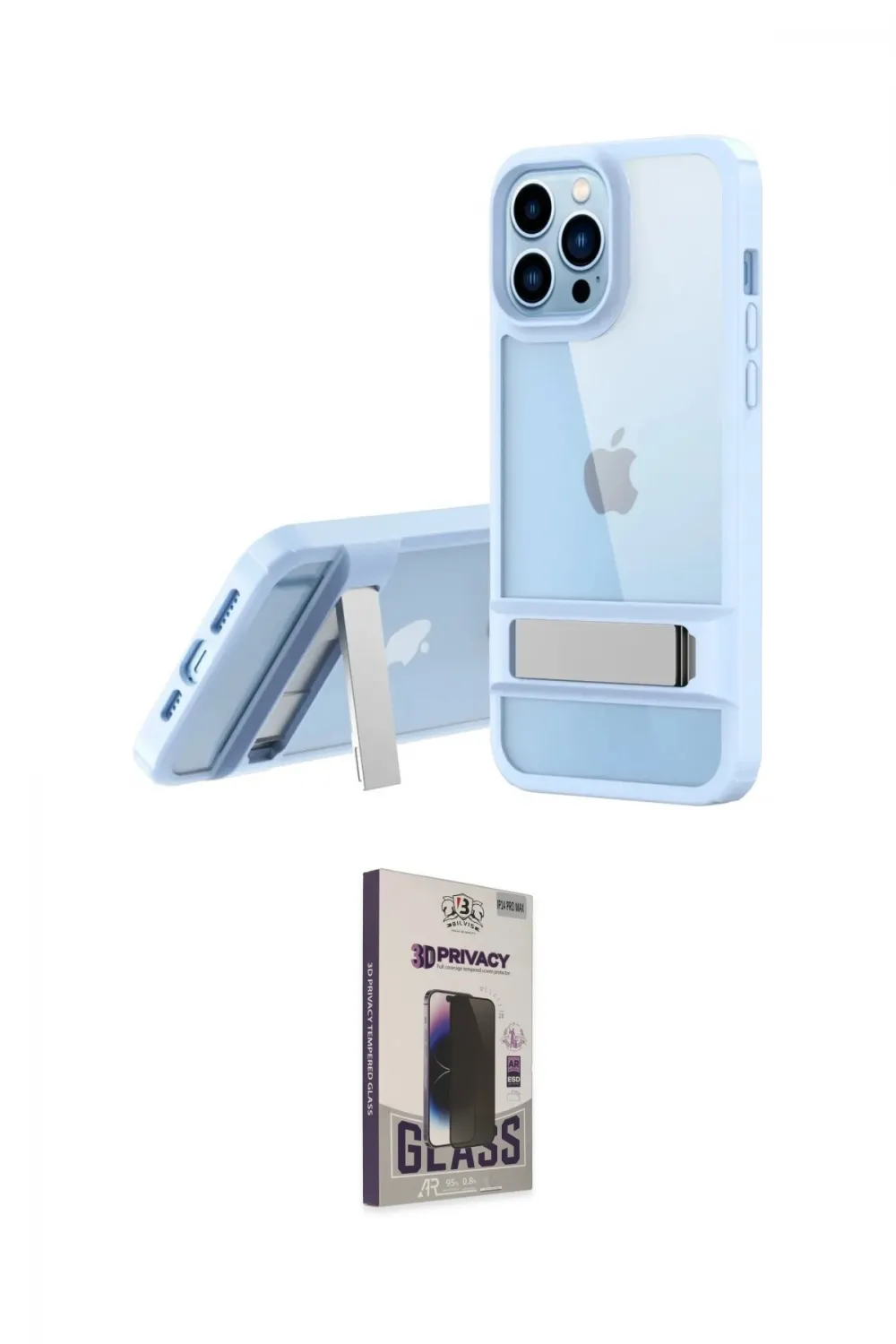 ieg™ iPhone 13 Pro Max Kılıf Yadigar Yansıma - Siyah Bilvis Hayalet Cam Ekran Koruyucu