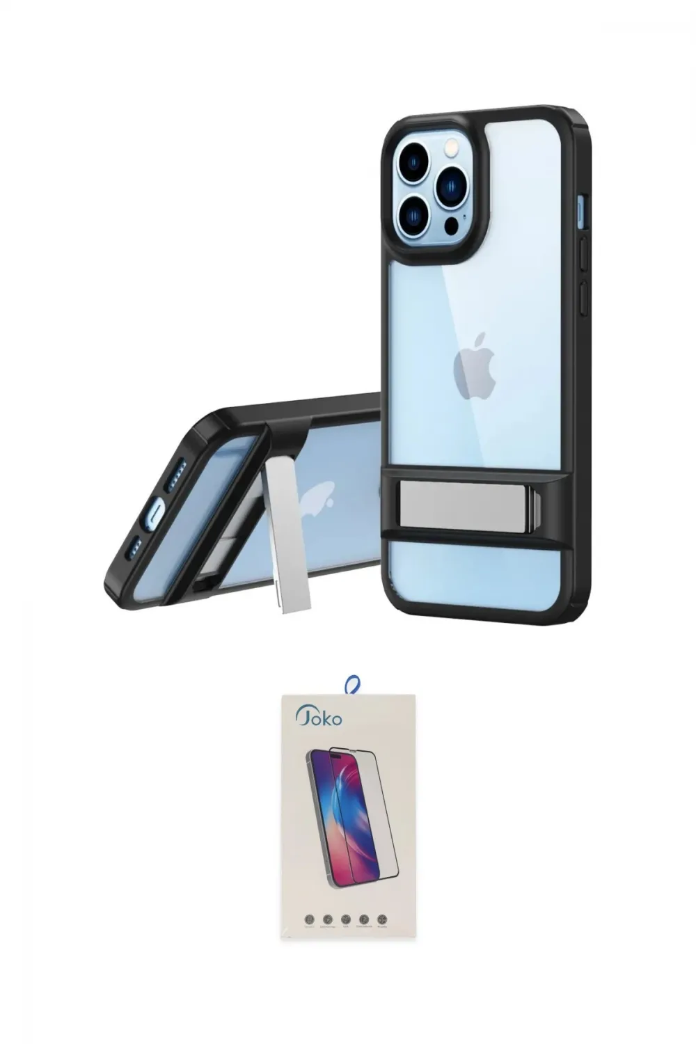ieg™ iPhone 13 Pro Max Kılıf Yadigar Yansıma - Siyah Joko 5D Cam
