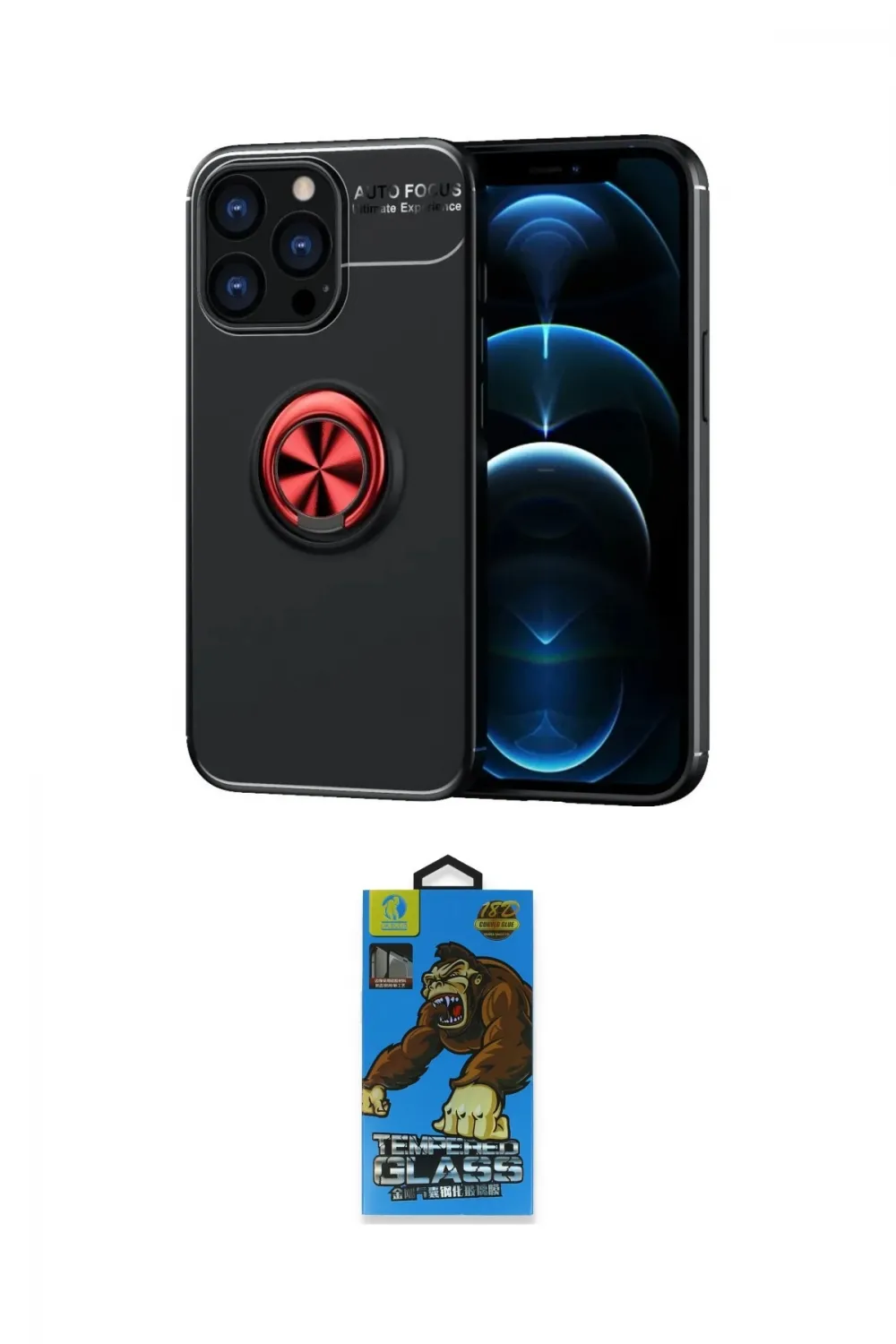 ieg™ iPhone 13 Pro Max Kılıf Yankı Form Prime - Siyah 18D Cam Ekran Koruyucu