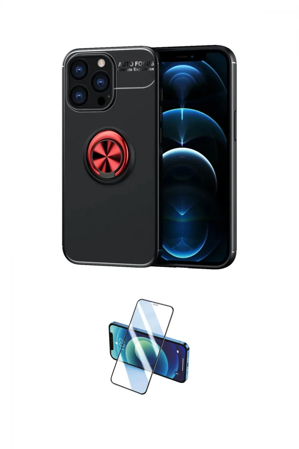 ieg™ iPhone 13 Pro Max Kılıf Yankı Form Prime - Siyah 3D Antistatik Cam Ekran Koruyucu