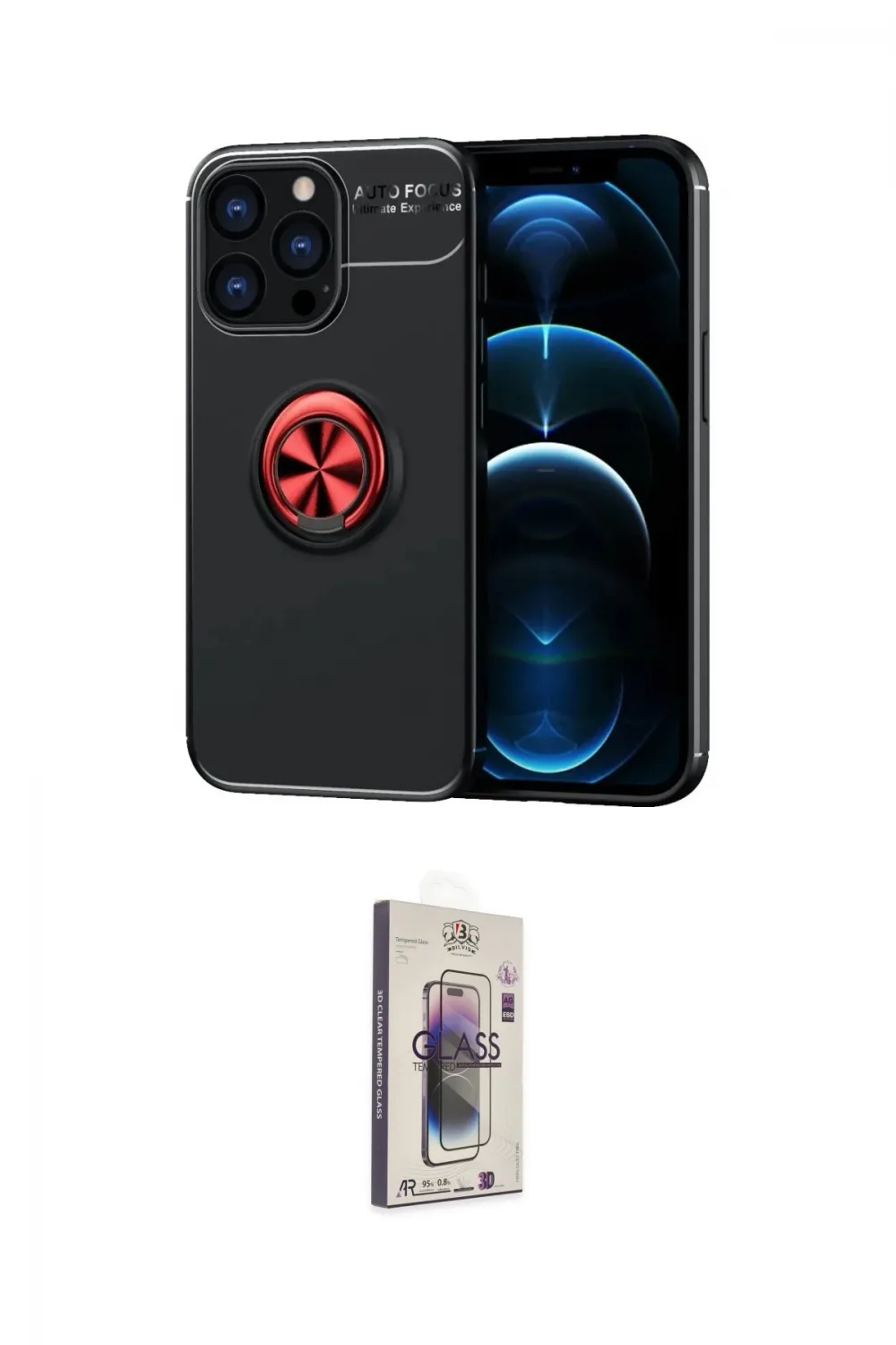 ieg™ iPhone 13 Pro Max Kılıf Yankı Form Prime - Siyah Bilvis 3D Cam Ekran Koruyucu