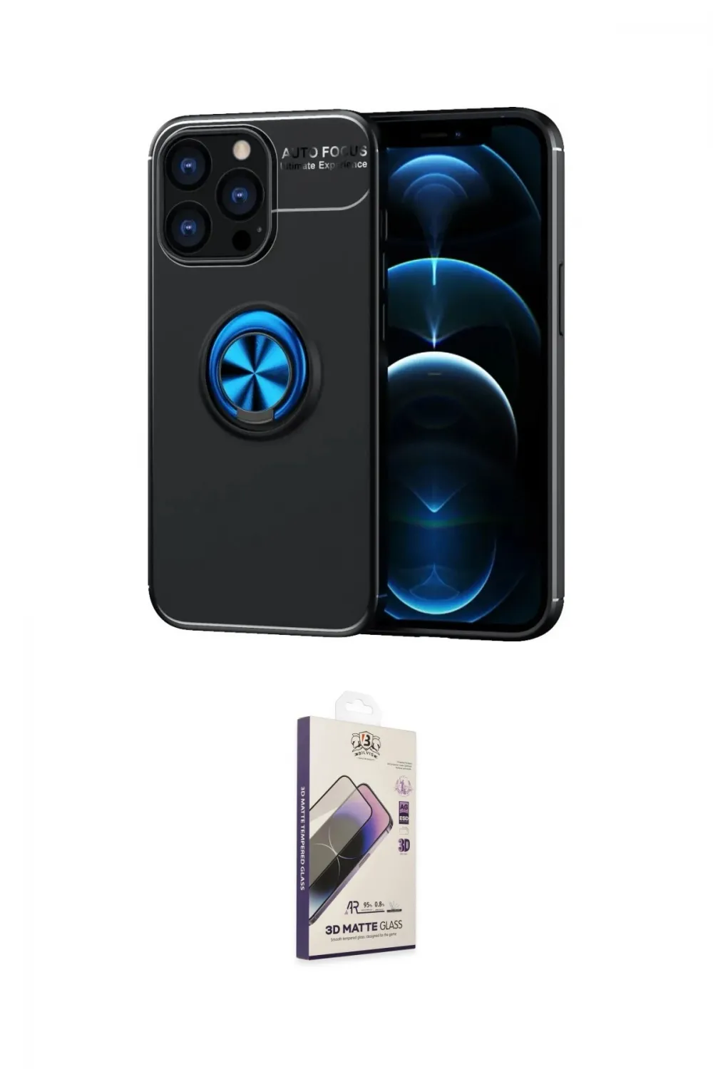 ieg™ iPhone 13 Pro Max Kılıf Yankı Form Prime - Siyah Bilvis 3D Mat Cam Ekran Koruyucu