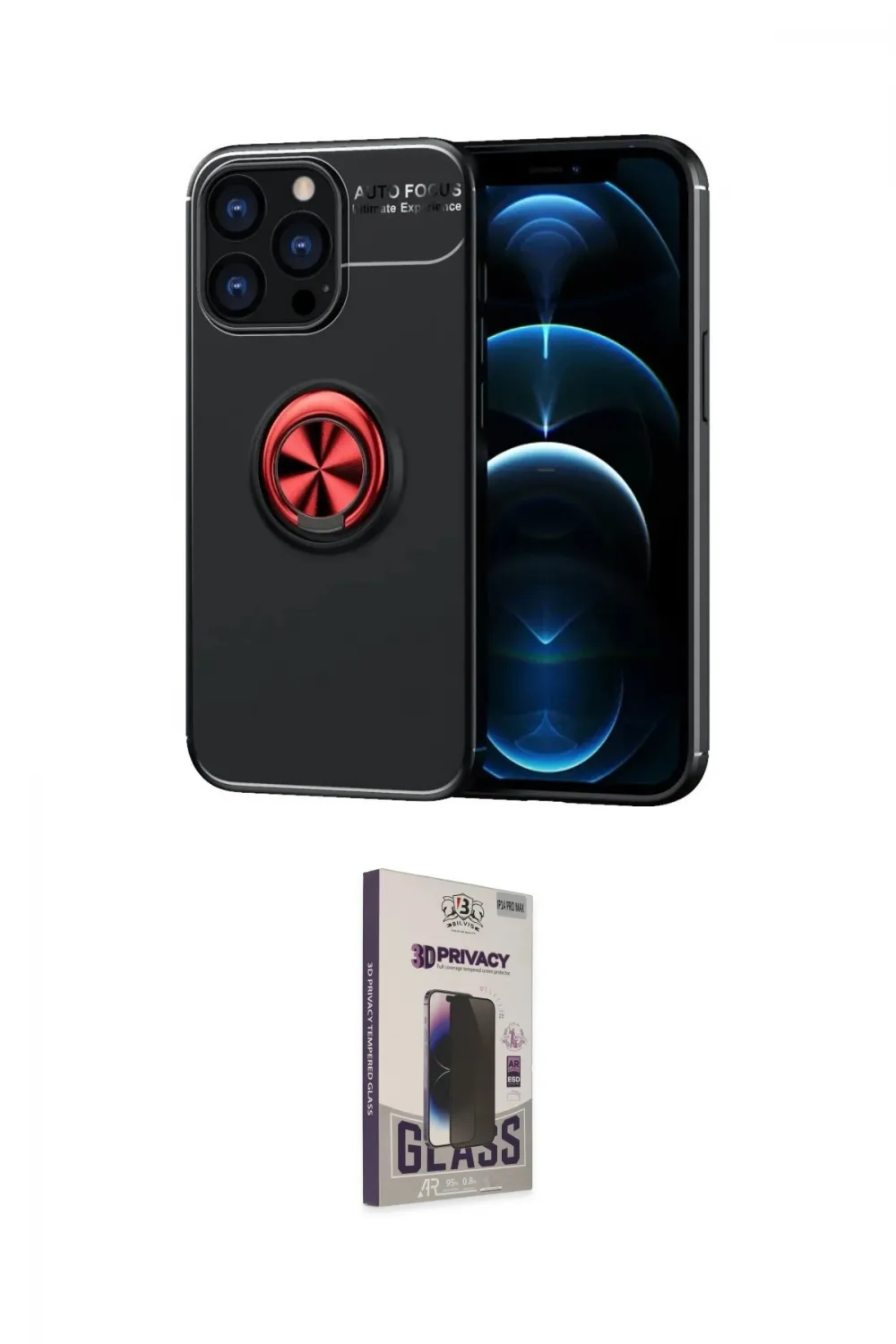 ieg™ iPhone 13 Pro Max Kılıf Yankı Form Prime - Siyah Bilvis Hayalet Cam Ekran Koruyucu