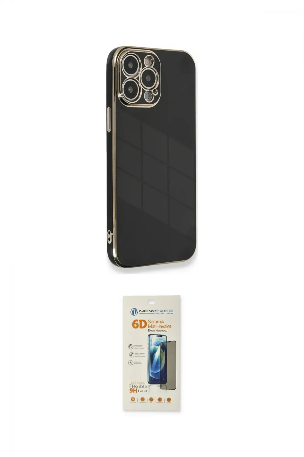 ieg™ iPhone 13 Pro Max Kılıf Yankı Serisi - Siyah 6D Mat Seramik Hayalet Nano Ekran Koruyucu