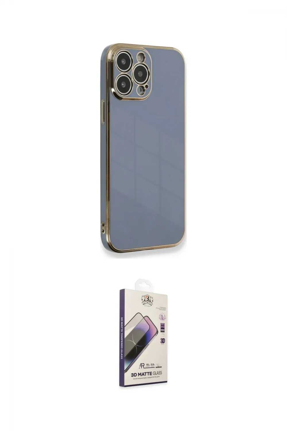 ieg™ iPhone 13 Pro Max Kılıf Yankı Serisi - Siyah Bilvis 3D Mat Cam Ekran Koruyucu