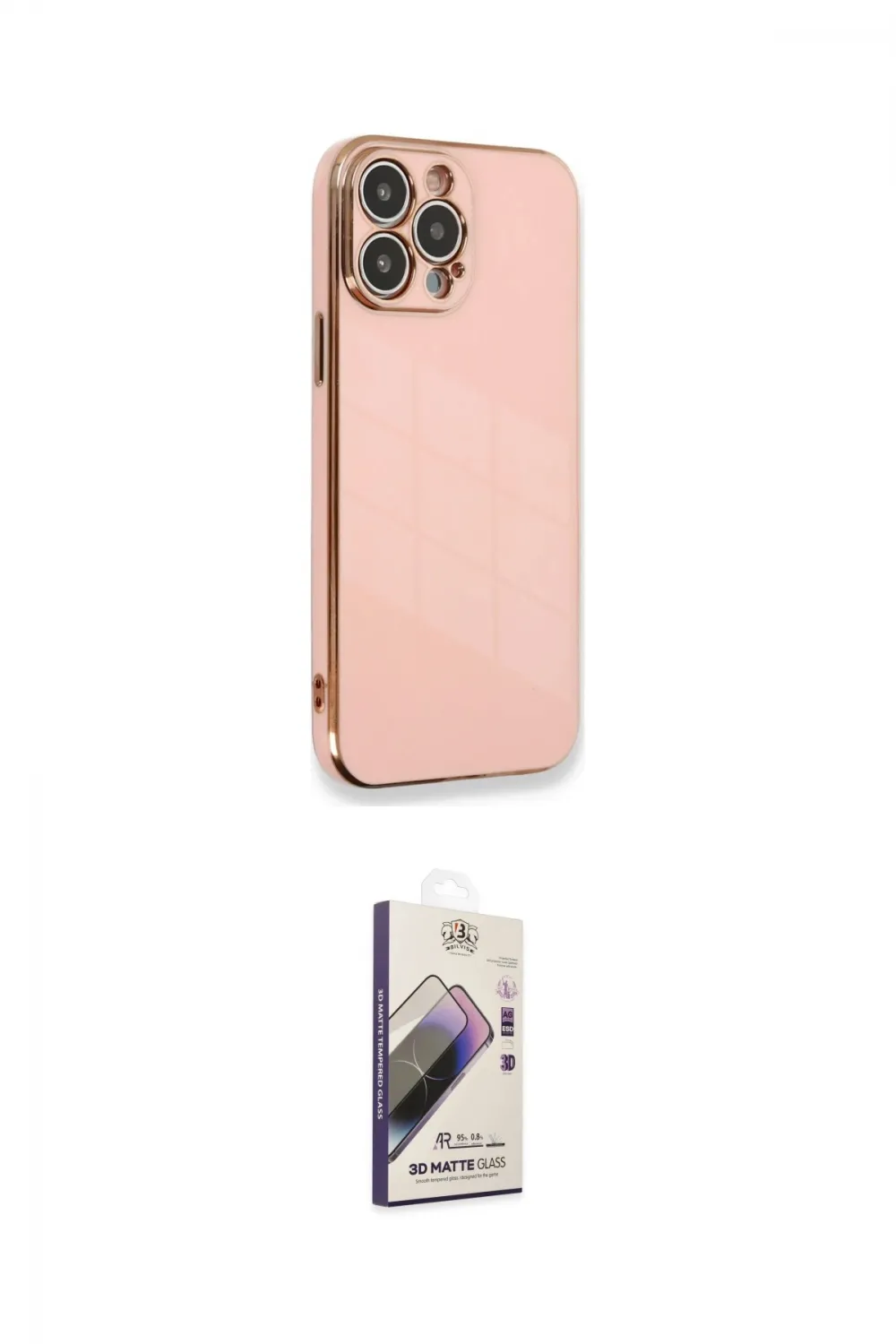 ieg™ iPhone 13 Pro Max Kılıf Yankı Serisi - Siyah Bilvis 3D Mat Cam Ekran Koruyucu