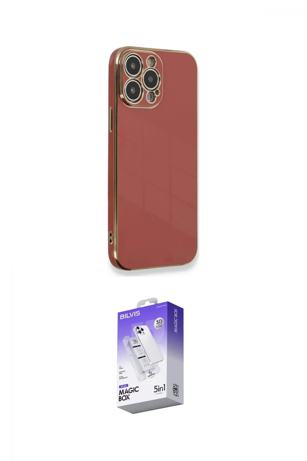 ieg™ iPhone 13 Pro Max Kılıf Yankı Serisi - Siyah Bilvis 5in1 3D Magic Cam Ekran Koruyucu